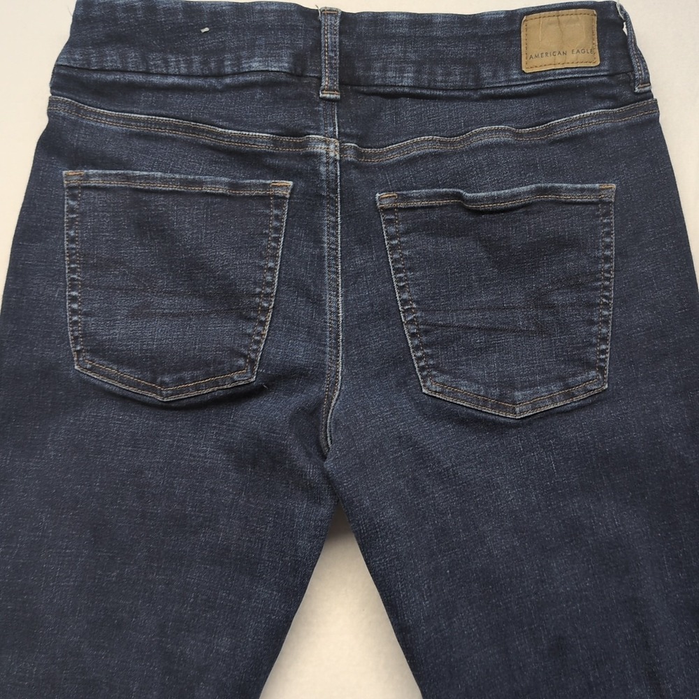 American Eagle Curvy Kick Boot Jeans Womens 12 Short Blue Medium Wash Stretch - Picture 9 of 13